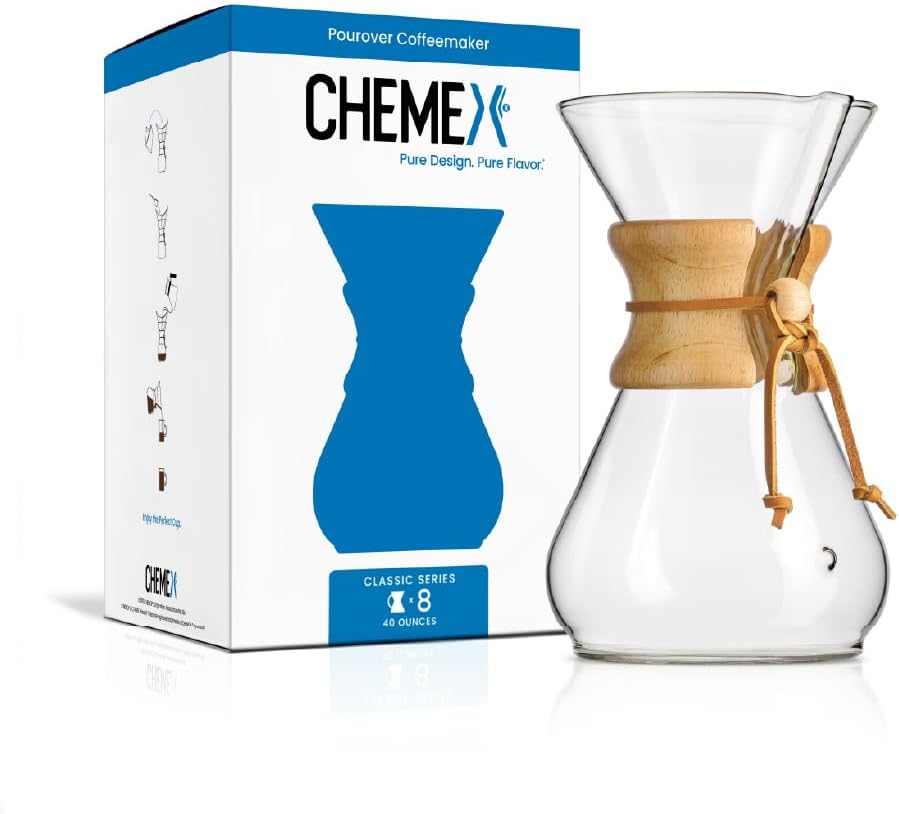 Chemex Classic Series - Wooden Collar CM-8A Coffee Maker and Box