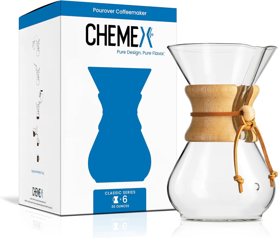 Chemex Classic Series - Wooden Collar CM-6A Coffee Maker and Box