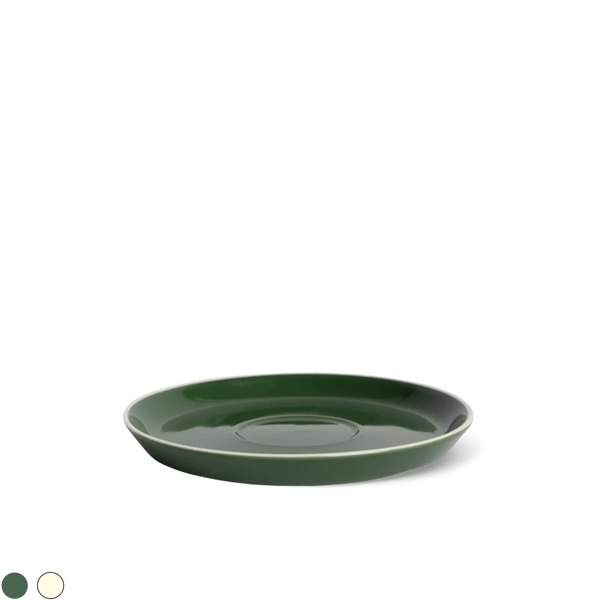 Acme Roman Range Saucers in deep green, designed for modern espresso and filter cups. Premium coffee saucer for stylish UK kitchens and cafés.