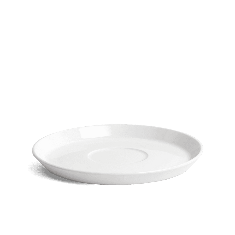 Acme Roman Range Saucers in milk (white), designed for modern espresso and filter cups. Premium coffee saucer for stylish UK kitchens and cafés.