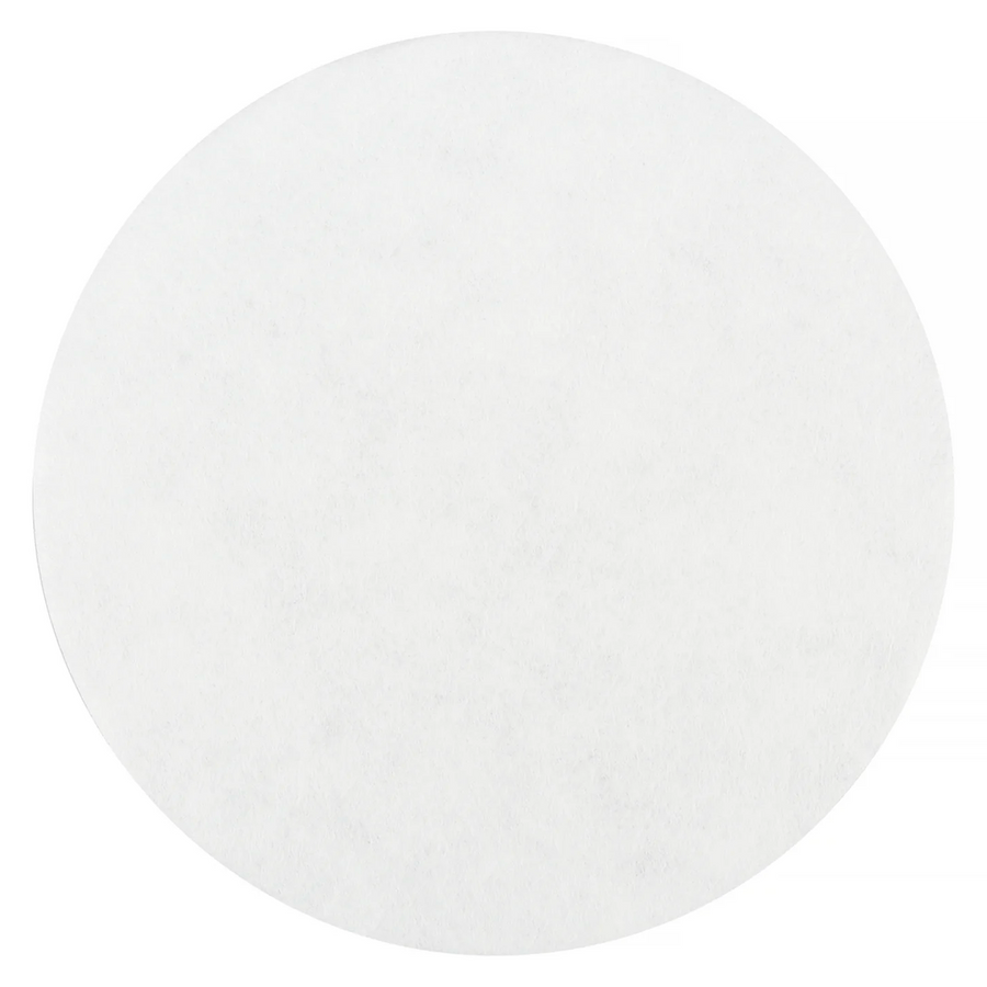 A singlar AeroPress filter paper viewed top-down
