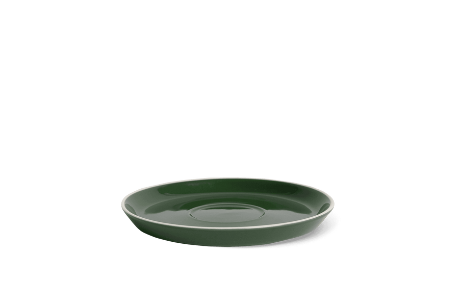 Acme Roman Range Saucers in deep green, designed for modern espresso and filter cups. Premium coffee saucer for stylish UK kitchens and cafés.