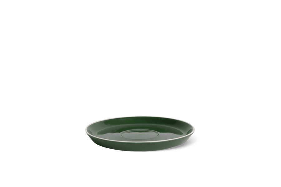 Acme Roman Range Saucers in deep green, designed for modern espresso and filter cups. Premium coffee saucer for stylish UK kitchens and cafés.