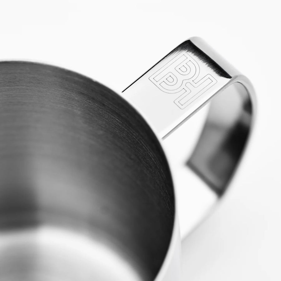 Barista Hustle Pitcher 2.0 400ml Milk Jug handle design detail view