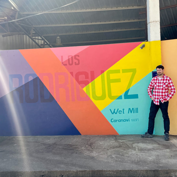 Ozone Head Roaster Gary Whiteley at the Los Rodriguez wet mill (where this coffee was processed) in Caranavi, Bolivia