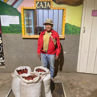 Pedro Flores delivering his coffee cherries to the mill for processing