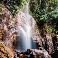 The waterfall at Fazenda Cachoeira da Grama in São Sebastião da Grama, São Paulo, Brazil.