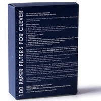 A blue box containing 100 Clever Dripper filter papers.