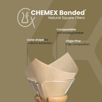 Chemex Pre-Folded Natural Filter Squares (FSU-100) available from ozonecoffee.co.uk