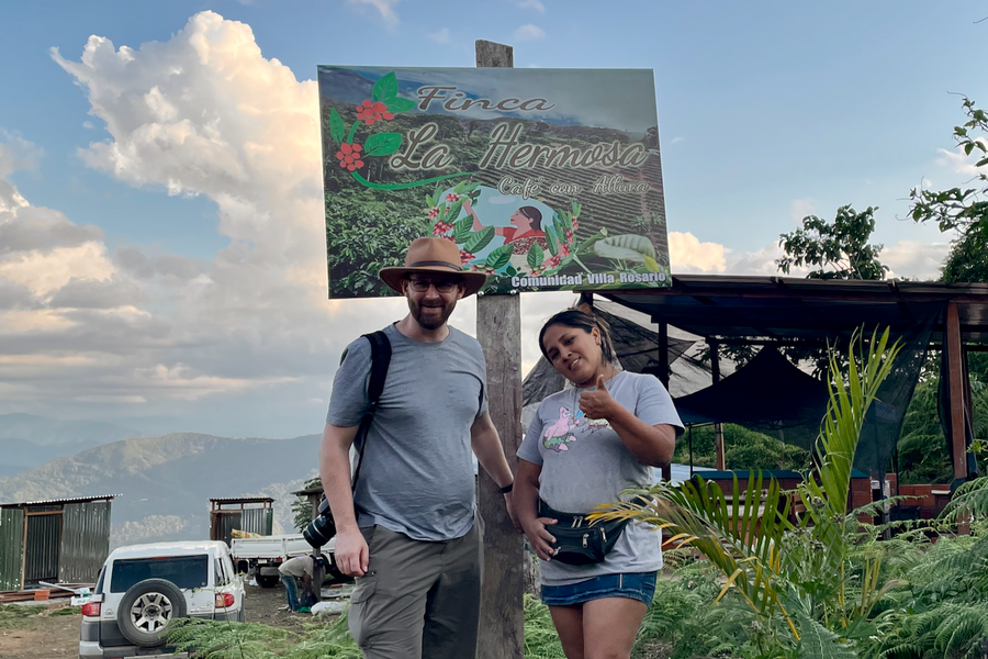 Ozone Green Buyer Roland Glew and Brenda Palli at her farm, La Hermosa, in Caranavi, Bolivia
