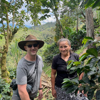 Ozone Green Buyer Roland Glew with Irene Herrera at her farm La Mandarina in Peru