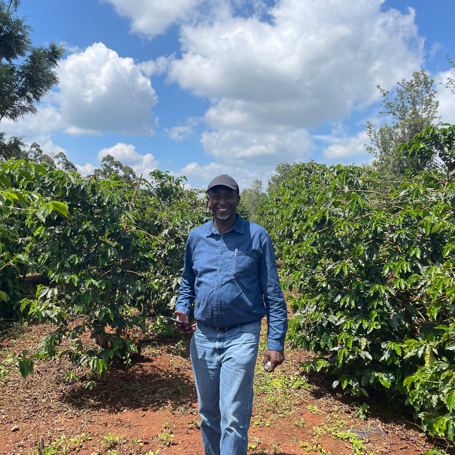 Dr. Brian Gakunga, owner of the Kiriga Estate, with his coffee, in Kenya.
