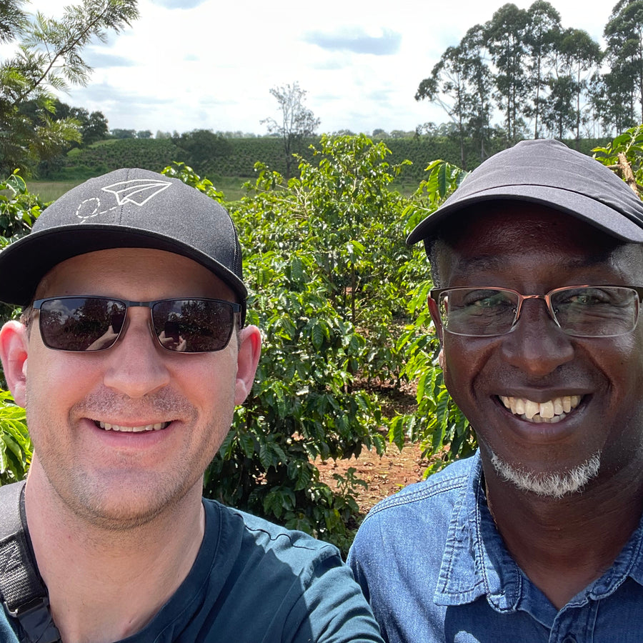 Ozone Green Buyer Roland Glew and Dr. Brian Gakunga at the Kiriga Estate in Kenya