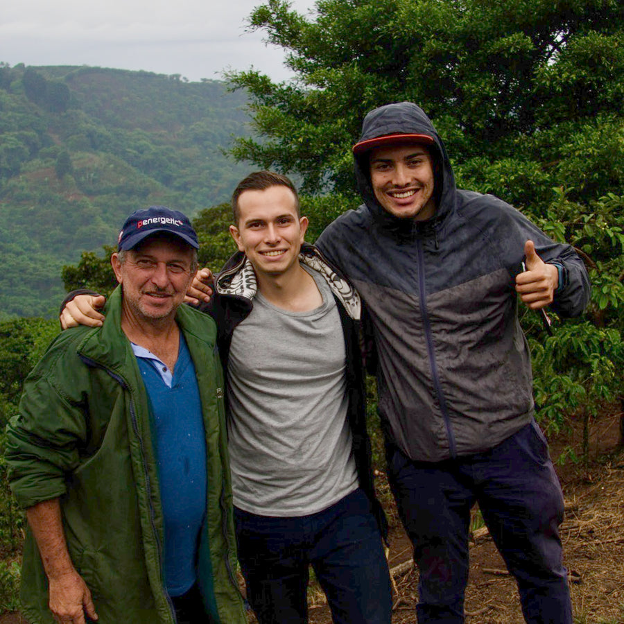 Carlos Arrieta, his son Jose Ignacio 'Nacho', and Davian Campos from our Costa Rican exporting partner Exclusive Coffees
