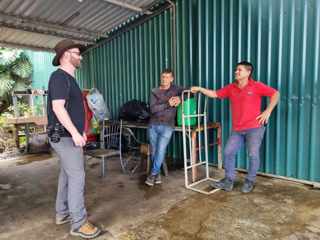 OCR Green Buyer Roland and the Aguilera brothers at their micromill in Naranjo, Costa Rica