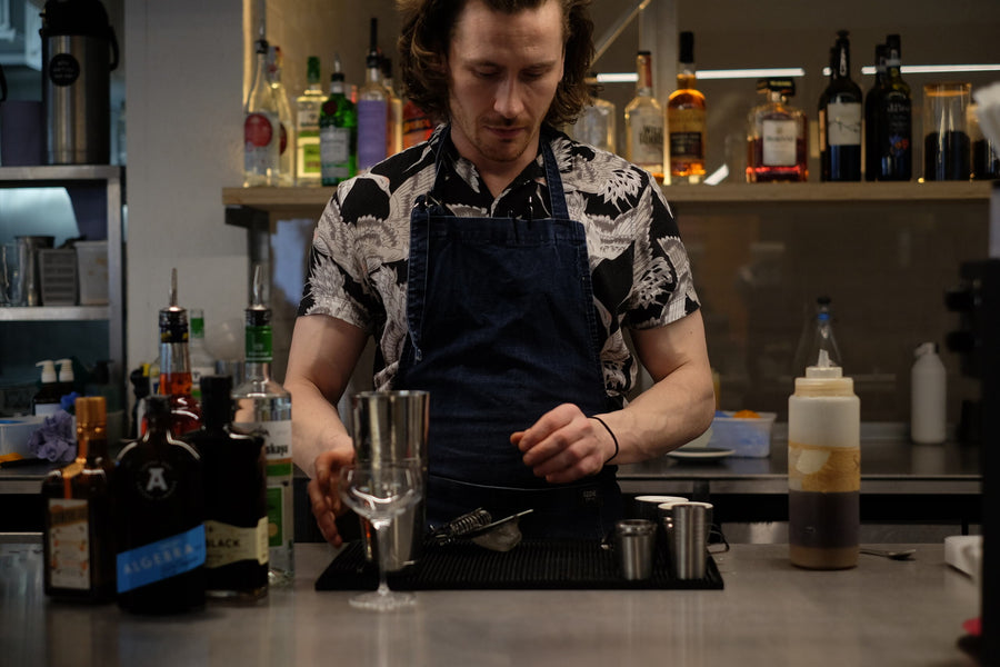 Ozone Wholesale Business Development Executive Joel Whitall brewing coffee cocktails.