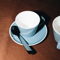 Acme Roman Medium Mini Kokako (Blue) 110ml and saucer. Please note flatware spoon not included.