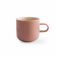 Acme x Karen Walker Bobby Mug - Cameo with Macadamia: A stylish 300ml porcelain mug displayed on a white surface, highlighting its unique design collaboration and elegant color palette.