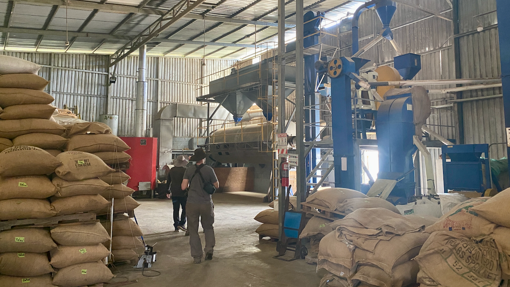Ozone Green Buyer Roland Glew walks through the Aguilera Bros micromill in Costa Rica.