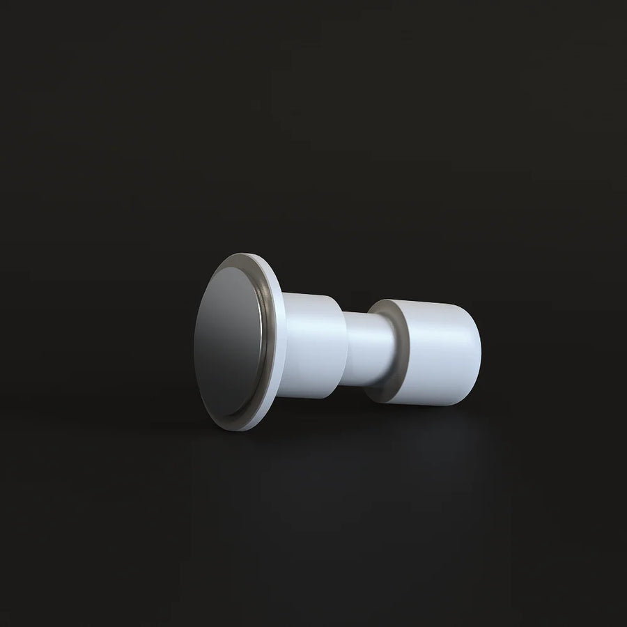 Timemore Impulse Impact Tamper 58.4mm, White, side view showing flat base