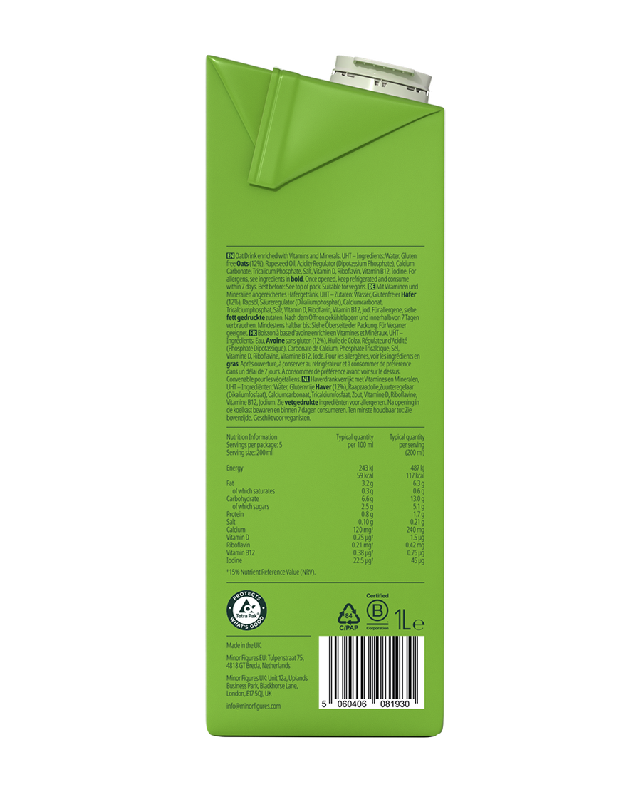 Minor Figures Regenerative Barista Oat Drink side carton view