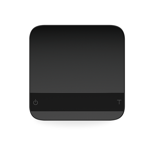 Acaia Lunar (2021) Black scale powered off on a transparent background.