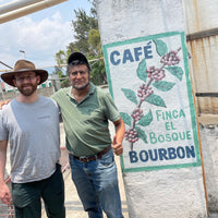 Hasbean Green Buyer Roland Glew and Francisco Flores at El Bosque in Amatitlán, Guatemala