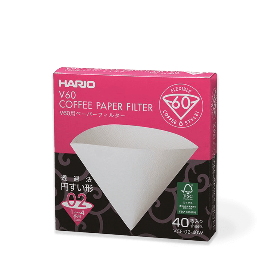 Hario V60 Coffee Filter Papers Size 02 Box of 40 White Filters VCF-02-40W